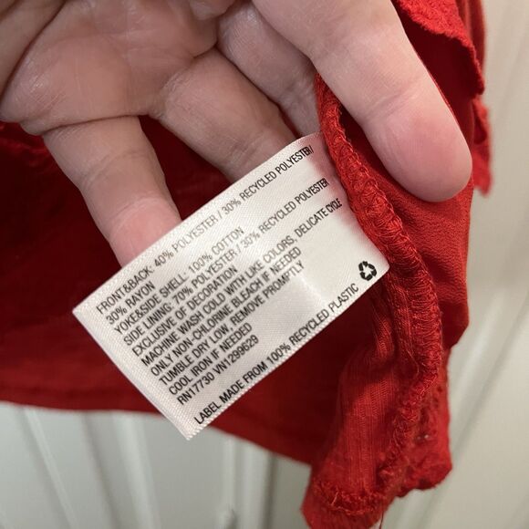 Knox Rose Red Crochet Eyelet Sleeveless Tassels Boho Top Womens Size XL Peasant - Picture 4 of 8